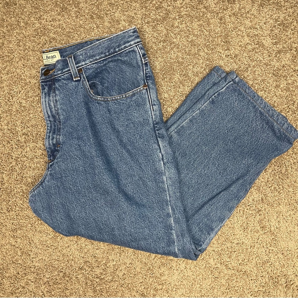 LL Bean flannel lined denim jeans 36 x 29 mens outdoor workwear layering